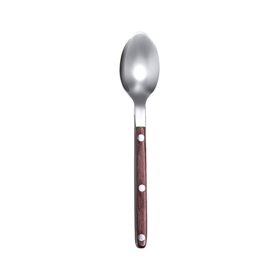 CUILLÈRES À SOUPE - MANCHE EN BOIS DAKOTA  21,2 CM ARGENTE INOX (12 UNITÉ)