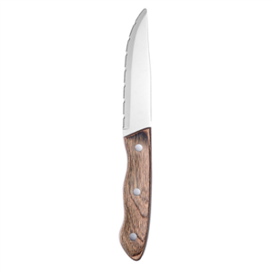 COUTEAUX À VIANDE - MANCHE EN BOIS   24,6 CM ARGENTE INOX (12 UNITÉ)
