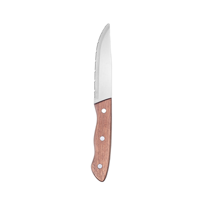 COUTEAUX À VIANDE - MANCHE EN BOIS   24,6 CM ARGENTE INOX (12 UNITÉ)