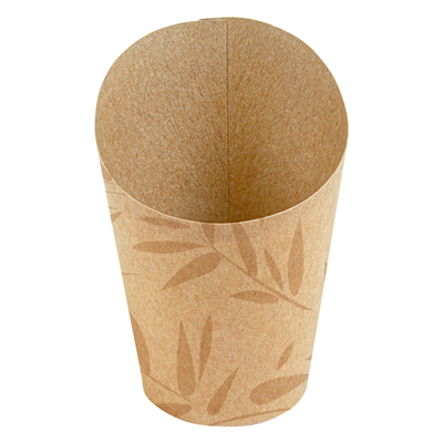 GOBELETS A FRITES OUVERTS 'FEEL GREEN' 9 OZ - 270 ML 250 + 20PE G/M2 Ø7x10,5 CM MARRON CARTON (2500 UNITÉ)