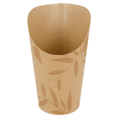 GOBELETS A FRITES OUVERTS 'FEEL GREEN' 16 OZ - 480 ML 250 + 20PE G/M2 Ø8,5x13,5 CM MARRON CARTON (1000 UNITÉ)