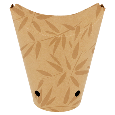 GOBELETS À FRITES AVEC FERMETURE 'FEEL GREEN' 12 OZ - 360 ML 200 + 25PE G/M2 6,7x12,5 CM MARRON CARTON (2500 UNITÉ)