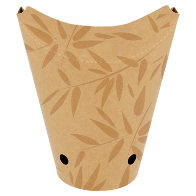 GOBELETS À FRITES AVEC FERMETURE 'FEEL GREEN' 16 OZ - 480 ML 200 + 25PE G/M2 8,5x14 CM MARRON CARTON (1000 UNITÉ)