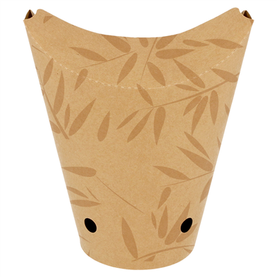 GOBELETS À FRITES AVEC FERMETURE 'FEEL GREEN' 22 OZ - 660 ML 200 + 25PE G/M2 8,5x18 CM MARRON CARTON (1000 UNITÉ)