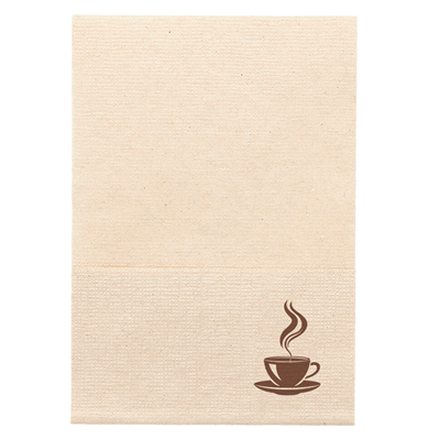 SERVIETTES ECOLABEL 1 PLI 'FEEL GREEN' COFFEE 23 G/M2 17x17 CM NATUREL OUATE RECYCLÉE (9600 UNITÉ)