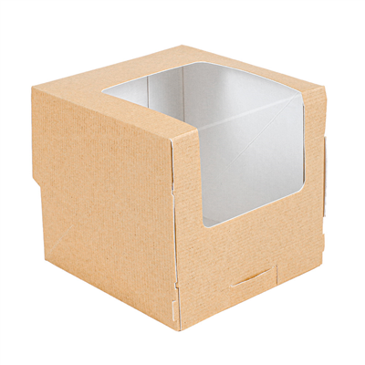 BOÎTES COOKIES AVEC FENÊTRE 'THEPACK'  10x10x11 CM NATUREL CARTON NANO-MICRO + OPP (500 UNITÉ)