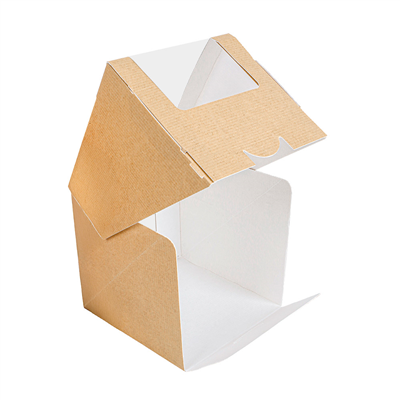 BOÎTES COOKIES AVEC FENÊTRE 'THEPACK'  10x10x11 CM NATUREL CARTON NANO-MICRO + OPP (500 UNITÉ) – Image 3