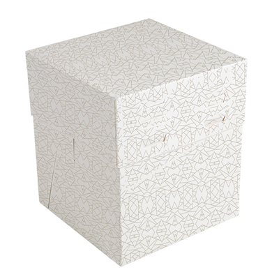 BOÎTES HAUTES PÂTISSERIE COUV. AJUSTABLE 'THEPACK' DECO  20x20x19,5 CM BLANC CARTON MICROCANAL (1 UNITÉ)