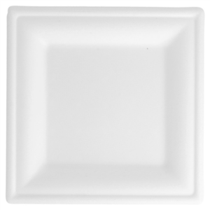 ASSIETTES CARRÉES 'BIONIC'  16x16x1 CM BLANC BAGASSE (180 UNITÉ)
