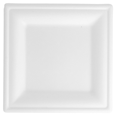 ASSIETTES CARRÉES 'BIONIC'  16x16x1 CM BLANC BAGASSE (180 UNITÉ)