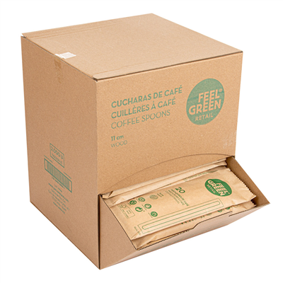 AGITATEURS À CAFÉ SOUS SACHET INDIVIDUEL  0,5x11x0,15 CM NATUREL BOIS (20 UNITÉ) – Image 2