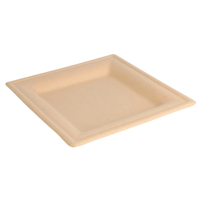 ASSIETTES CARRÉES 'BIONIC' 16x16x1 CM NATUREL BAGASSE (180 UNITÉ) – Image 3
