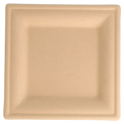 ASSIETTES CARRÉES 'BIONIC' 16x16x1 CM NATUREL BAGASSE (180 UNITÉ)