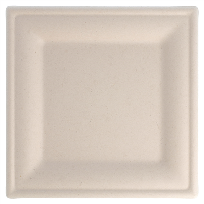 ASSIETTES CARRÉES 'BIONIC'  20x20x1 CM NATUREL BAGASSE (200 UNITÉ) – Image 3