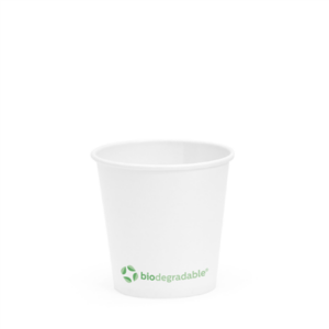 GOBELETS 'BIODEGRADABLE' 120 ML 170 + 30 PLA G/M2 Ø6,3/4,5x6 CM BLANC CARTON+PLA (400 UNITÉ)