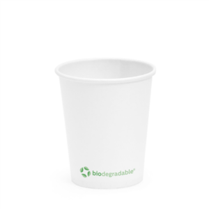 GOBELETS 'BIODEGRADABLE' 240 ML 260 + 30 PLA G/M2 Ø8/5,6x9,2 CM BLANC CARTON+PLA (400 UNITÉ)