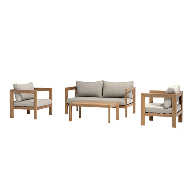 SET LOUNGE 4 PLACES AVEC TABLE SUPRA-TEK   BOIS ALUMINIUM (1 UNITÉ)