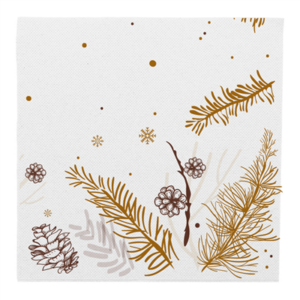 SERVIETTES DOUBLE POINT 'WINTER' 18 G/M2 40x40 CM BLANC OUATE (1200 UNITÉ)