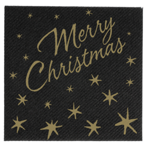 SERVIETTES 'MERRY CHRISTMAS' 55 G/M2 40x40 CM NOIR AIRLAID (700 UNITÉ)