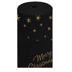 NAPPE 'MERRY CHRISTMAS' 55 G/M2 1,20x25 M NOIR AIRLAID (1 UNITÉ)
