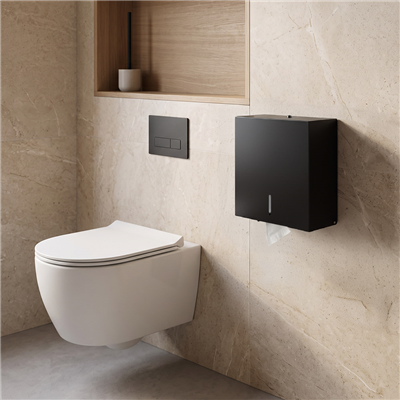 DISTRIBUTEUR HYGIÉNIQUE MAXI JUMBO   31,3x13x32,8 CM NOIR INOX (1 UNITÉ) – Image 2